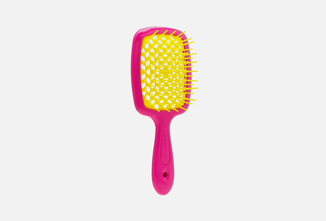 Janeke  plastic hair brush  Superbrush Dark Pink Yellow