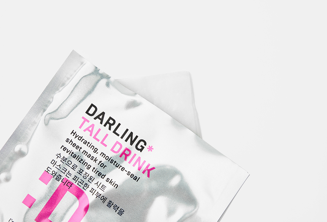 DARLING* Hydrating hyaluronic acid face sheet mask Tall drink