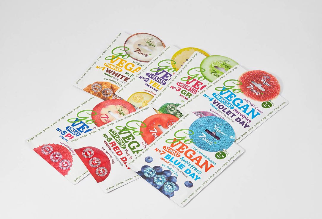 7DAYS Face Sheet Masks Set GO VEGAN Colour Diet