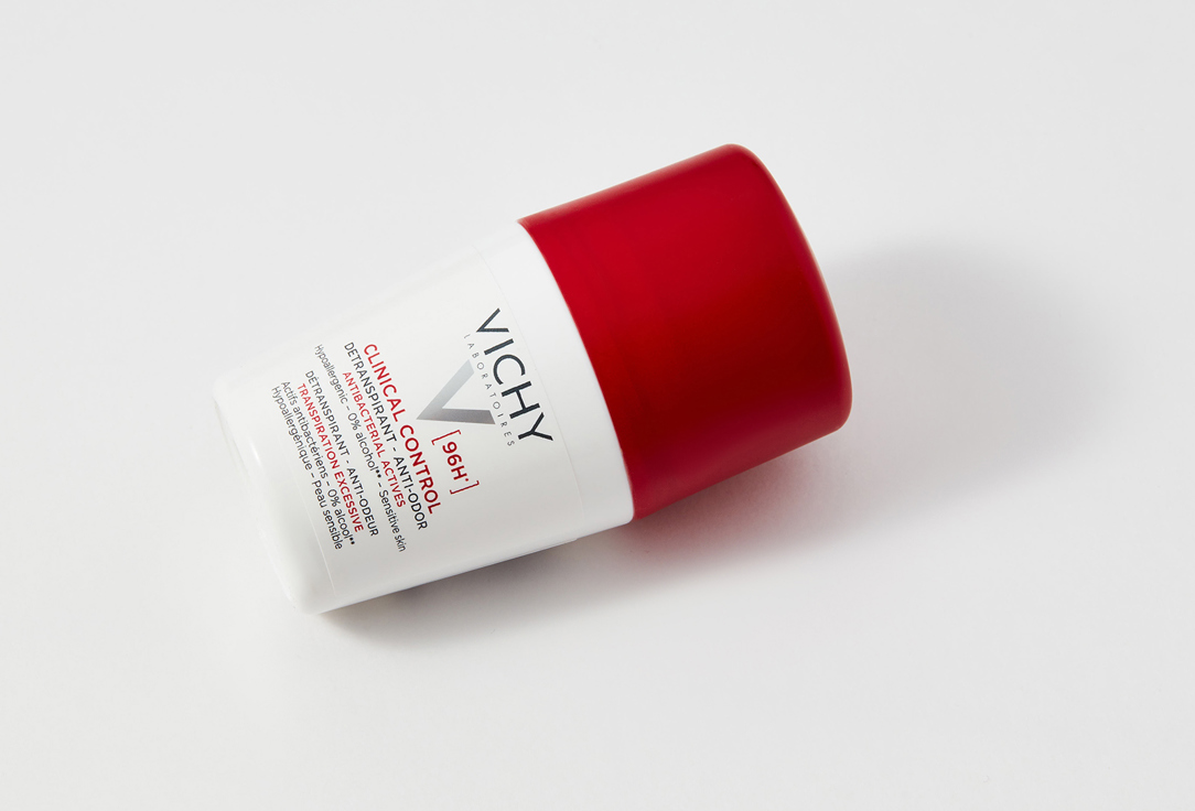 Vichy Roll on deodorant delivers long lasting sweat protection 96 Hour Clinical Control