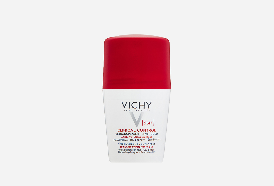 Vichy Roll on deodorant delivers long lasting sweat protection 96 Hour Clinical Control