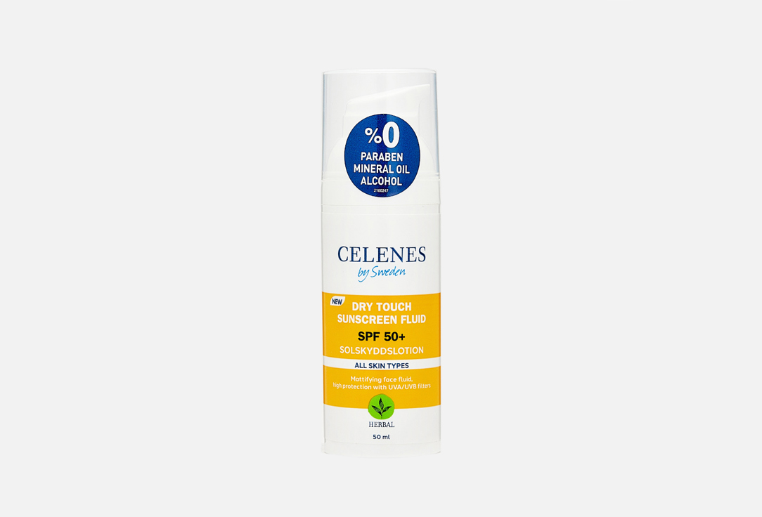 Sun Protection Fluid For Face And Neck SPF 50+ CELENES Dry Touch Sunscreen Fluid 