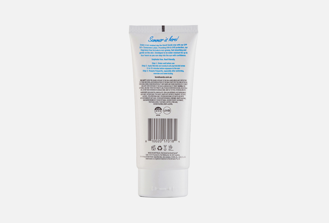 Bondi Sands Body Sunscreen Lotion SPF50+ Fragrance Free