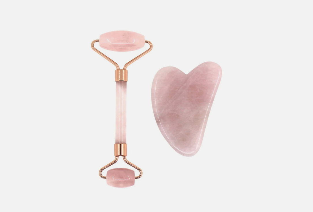 SLBNY Roller&Gua Sha Set Rose Quartz Dermal