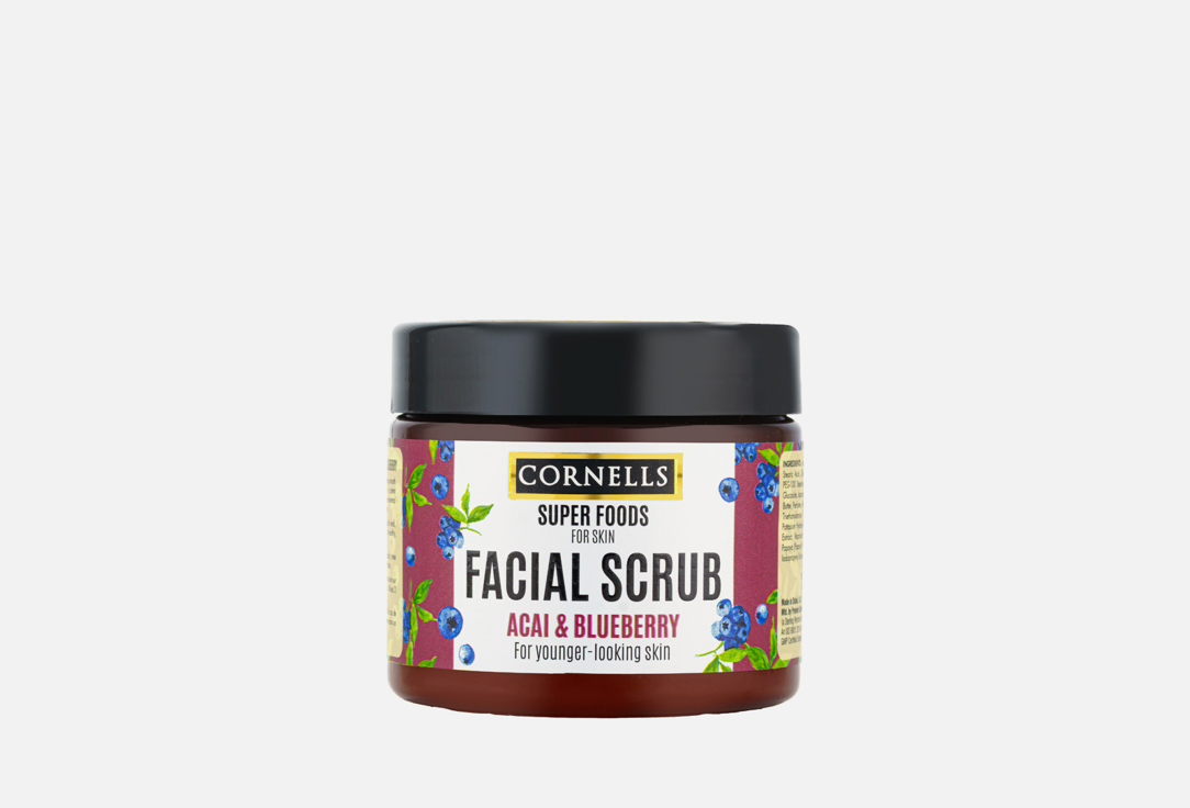 CORNELLS Face scrub enriched with antioxidants and natural plant Acai & Blue Berry