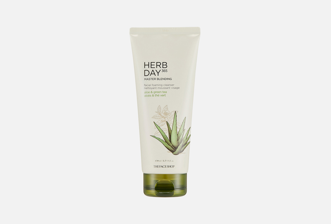 THE FACE SHOP Face Foaming Cleanser Herbday 365 master blending aloe & greentea