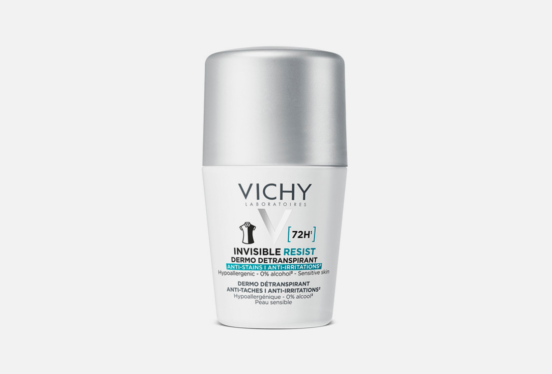 Vichy Anti-Stain Roll-on Deodorant for sensitive skin 72 Hours Invisible Resist