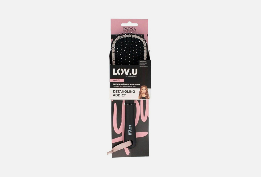 PARSA HAIR BRUSH LOV.U LARGE OVAL BLACK