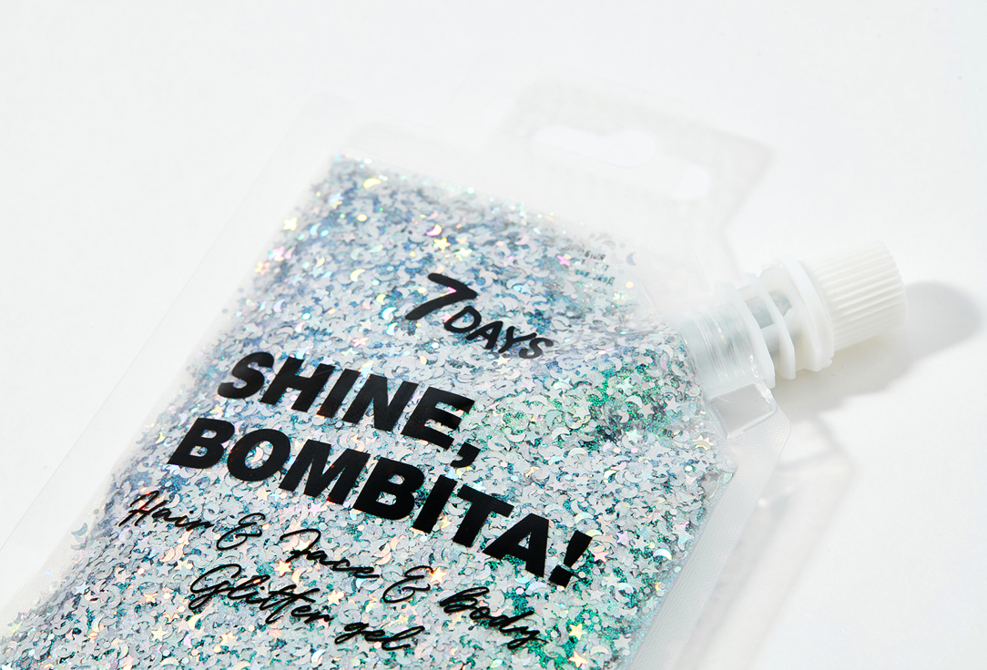 7DAYS Glitter Gel For Hair, Face And Body Shine, Bombita! Gel-Glitter For Face, Hair And Body